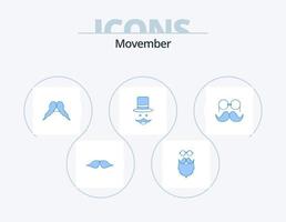 Movember Blue Icon Pack 5 Icon-Design. Umzug. Schnurrbart. getragen. Männer. Umzug vektor