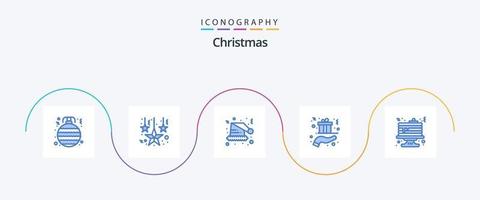 jul blå 5 ikon packa Inklusive kaka. närvarande. hatt. hand. gåva vektor