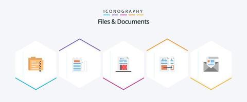 Dateien und Dokumente 25 Flat Icon Pack inklusive E-Mail. Adresse. Zahlung. Rechnung. dokumentieren vektor