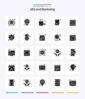 kreatives seo 25 glyph solid black icon pack wie seo. Galerie. Komplex. Lesezeichen. Buch vektor