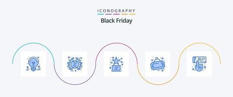 Black Friday Blue 5 Icon Pack inklusive Sale. Zeichen. Etikett. Stern. Freitag vektor