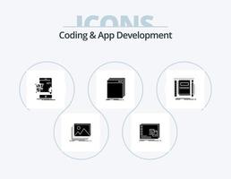 Codierung und App-Entwicklung Glyph Icon Pack 5 Icon Design. Anwendung. Software. os. Handy, Mobiltelefon. Kodierung vektor