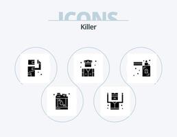 mördare glyf ikon packa 5 ikon design. flamma. säkerhet. mördare. polis. företag vektor