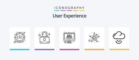 User Experience Line 5 Icon Pack inklusive Erfahrung. suchen. Werkzeuge bearbeiten. Forschung. Laptop. kreatives Symboldesign vektor