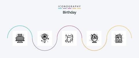 Geburtstagslinie 5 Icon Pack inklusive Feier. süss. Musik. Party. Nachtisch vektor