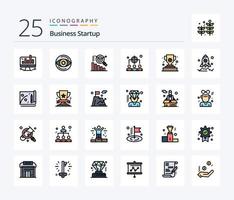 Business Startup 25 Zeilen gefülltes Icon Pack inklusive Tasse. Management. Vision. Führung. Geschäft vektor