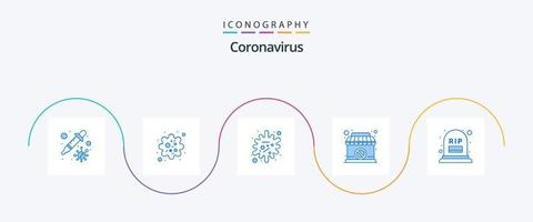 Coronavirus Blue 5 Icon Pack inklusive Grab. verboten. Antigen. Zeichen. geschlossen vektor