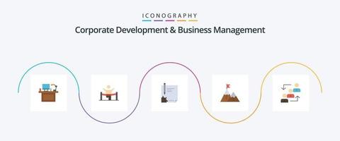 företags- utveckling och företag förvaltning platt 5 ikon packa Inklusive sida. dokumentera. företag. avtal. man vektor