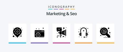 Marketing und SEO Glyphe 5 Icon Pack inklusive SEO. Service. Werbung. Marketing. Kunde. kreatives Symboldesign vektor