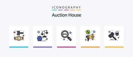 Auktionslinie gefüllt 5 Icon Pack inklusive Gerechtigkeit. Browser. Gerechtigkeit. Netz. Geschenk. kreatives Symboldesign vektor