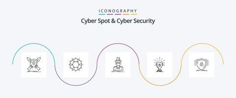 Cyber Spot und Cyber Security Line 5 Icon Pack inklusive Preis. vergeben. speichern. Dieb. inkognito vektor