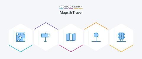 Karten und Reisen 25 blaue Icon-Packs inklusive . Koordinate. . Verkehr vektor