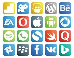 20 Social Media Icon Pack, einschließlich Quora Simple Sports WhatsApp Picasa vektor