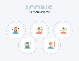 weiblicher Avatar flach Icon Pack 5 Icon Design. Golfspieler. Frauengolf. Spieler. Planer. Manager vektor