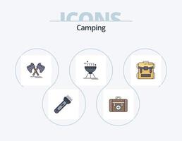 Camping-Linie gefüllt Icon Pack 5 Icon-Design. Wetter. wandern. Radio. Sonne. Natur vektor