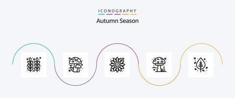 Autumn Line 5 Icon Pack inklusive Birke. Gift. Herbst. Pilz. Amanita vektor