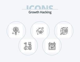 Hacking-Line-Icon-Pack 5 Icon-Design. Kaution. Privatsphäre. Code. sperren. Sicherheit vektor