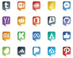 20 social media Tal bubbla stil logotyp tycka om kickstarter github svämma över brightkite reddit vektor