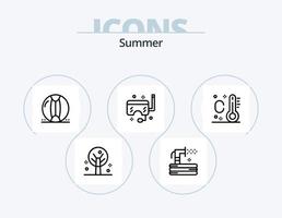 Sommerlinie Icon Pack 5 Icon Design. Schnorchel. Ozean. Nachtisch. Maske. Sommer vektor