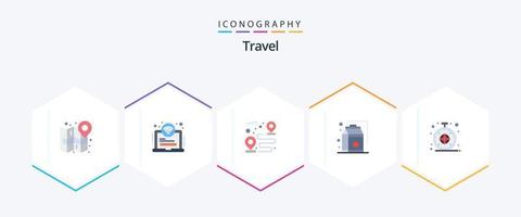 Travel 25 Flat Icon Pack inklusive Browser. Produkte. W-lan. Lebensmittelgeschäft. Weg vektor