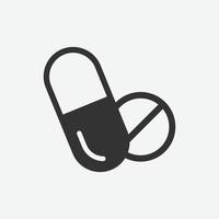 Grafiksymbol für Medizinpillen. Kapselzeichen isoliert auf weißem Hintergrund. Symbolmedizin. Vektor-Illustration. vektor
