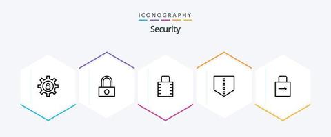 Sicherheitssymbolpaket mit 25 Zeilen, einschließlich . schützen. schützen. Verriegelungspad. Pfeil vektor