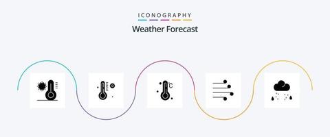Wetterglyphe 5 Icon Pack inklusive . Regen. Schlag. Wetter. Wolke vektor