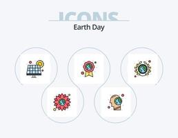 jord dag linje fylld ikon packa 5 ikon design. blomma. verklig. jorden. hus. ekologisk vektor