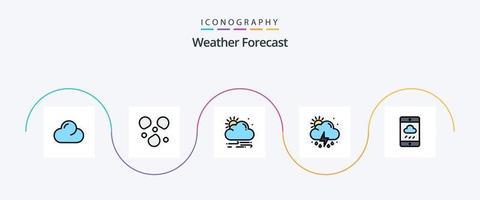 Wetterlinie gefülltes flaches 5-Icon-Paket einschließlich . Wetter. Wetter. Wolke. Wetter vektor