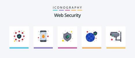 webb säkerhet platt 5 ikon packa Inklusive säkerhet. kamera. säkerhet. säkerhet. säkerhet. kreativ ikoner design vektor