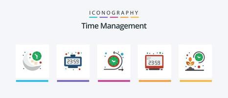 Zeitmanagement Flat 5 Icon Pack inklusive Computerzeit. Computer. Zeit. Uhr. Routine. kreatives Symboldesign vektor