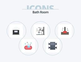 Badezimmer flach Icon Pack 5 Icon Design. . Bad. Zimmer. Mopp. Wasserhahn vektor