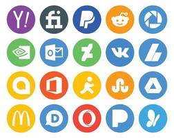 20 Social-Media-Icon-Packs, einschließlich McDonalds Stumbleupon Deviantart Aim Google Allo vektor