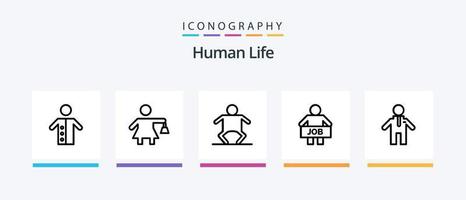 Human Line 5 Icon Pack inklusive Mutter. Kind. Pistole. Familie. Mörder. kreatives Symboldesign vektor