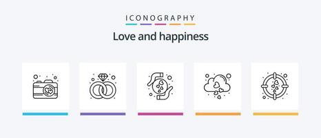 kärlek linje 5 ikon packa Inklusive hjärta. kemisk. hjärta. Helvete. jäkel. kreativ ikoner design vektor