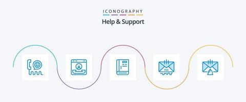 Hilfe und Support Blue 5 Icon Pack inklusive E-Mail. Kommunikation. Kontakt. Unterstützung. Führung vektor