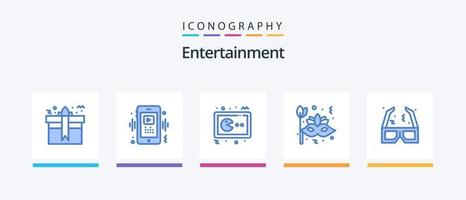 underhållning blå 5 ikon packa Inklusive karneval. mask. spelare. trösta. spelande. kreativ ikoner design vektor