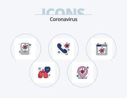 coronavirus linje fylld ikon packa 5 ikon design. sjukhus säng. karantän. händelse. stanna kvar Hem vektor