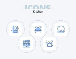 kök blå ikon packa 5 ikon design. restaurang. laga mat. mat. Kafé. måltid vektor