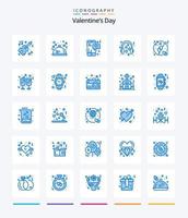 kreatives valentinstag 25 blaues symbolpaket wie hochzeit. liebend. romantisch. Liebe. Text vektor