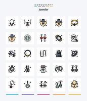 kreativer Schmuck 25 Zeilen gefülltes Icon Pack wie Hochzeit. Schmuck. Schmuck. Diamant. Schmuck vektor