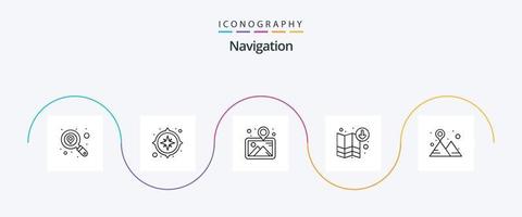 Navigationslinie 5 Icon Pack inklusive Karte. Camping. Standort. Navigation. herunterladen vektor
