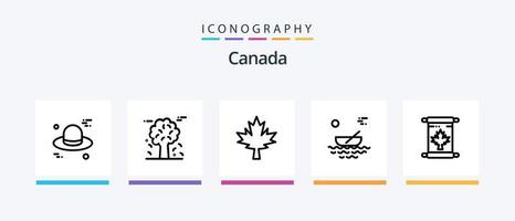 Canada Line 5 Icon Pack inklusive Kanada. alpin. Toronto. Turm. Wahrzeichen. kreatives Symboldesign vektor