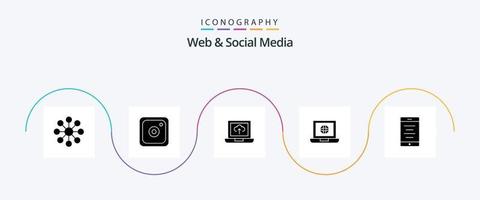 Symbolpaket für Web- und Social-Media-Glyphe 5, einschließlich . Globus . Welt . vektor