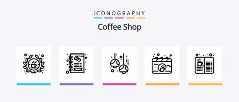 Coffee Shop Line 5 Icon Pack inklusive Tasse. trinken. Kaffee. Plätzchen. brechen. kreatives Symboldesign vektor