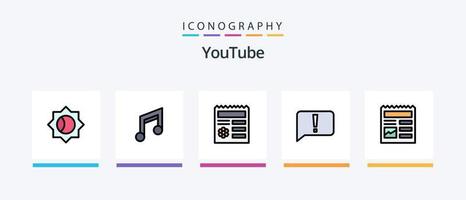 Youtube linje fylld 5 ikon packa Inklusive redskap. vetenskap. grundläggande. tecken. bio. kreativ ikoner design vektor