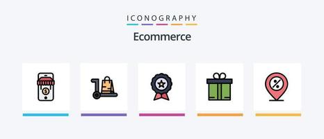 e-handel linje fylld 5 ikon packa Inklusive e-handel. Lägg till. e-handel. handla. korg. kreativ ikoner design vektor