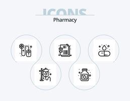 apotek linje ikon packa 5 ikon design. apotekare. medicin. utnämning. recept. lista vektor