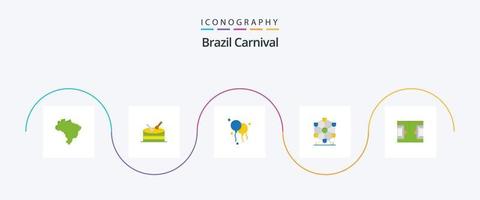 Brasilien Karneval Flat 5 Icon Pack inklusive Karneval. Brasilien. Feier. Dekoration. Feier vektor