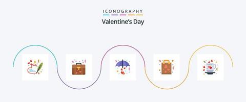 valentines dag platt 5 ikon packa Inklusive kaffe. papper. kärlek. kärlek. köpa vektor